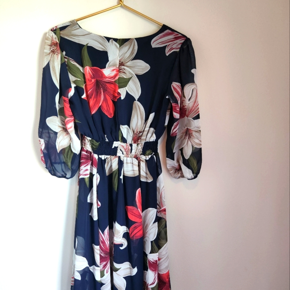 Navy, Floral Print Kate & Lilly Dress